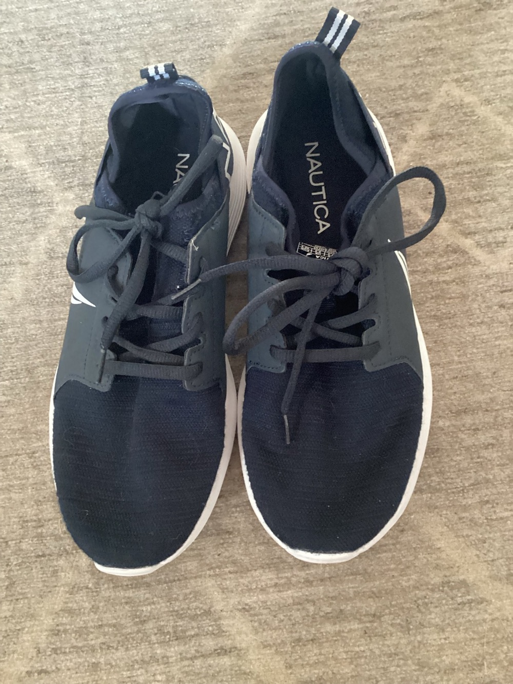 Nautica Men's Navy and White Athletic Sneakers 7.5